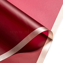20 Sheets Gold Edge Waterproof PVC Gift Wrapping Paper, Square, Folded Flower Bouquet Wrapping Paper Decoration, Red, 580x580mm(PAAG-PW0001-018F)