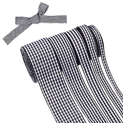 50m 5 Style Polyester Ribbon, Tartan Ribbon, Black, 1/4~1-1/2 inch(6~38mm), 10m/style(OCOR-TA0001-44A)