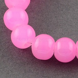 Imitation Jade Glass Round Beads Strands, Spray Painted, Pearl Pink, 8mm, Hole: 1.3~1.6mm, about 100pcs/strand, 31.4 inch(X-DGLA-S076-8mm-08)