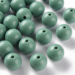 Opaque Acrylic Beads, Round, Cadet Blue, 16x15mm, Hole: 2.8mm, about 220pcs/500g(MACR-S370-C16mm-26)