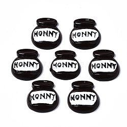 Spray Painted Resin Cabochons, Bottle with Word HONNY, Coconut Brown, 25~26x23~23.5x7.5~8.5mm(CRES-Q215-003)