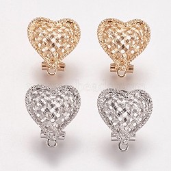 Alloy Stud Earring Findings, with Loop, Hollow Heart, Mixed Color, 22x19.5mm, Hole: 1mm, Pin: 0.7mm(PALLOY-F201-19)