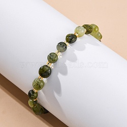 Natural Rutilated Quartz Beaded Bracelets for Women, Nuggets, with 201 Stainless Steel Findings, 7-1/2 inch(19.2cm)(G-P563-07P-04)