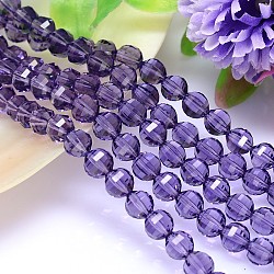 Faceted Round K9 Glass, Imitation Austrian Crystal Bead Strands, Grade AAA, Medium Purple, 10mm, Hole: 0.9~1mm, about 40pcs/strand, 15.7 inch(G-M182-10mm-26A)