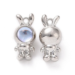 Resin Pendants, with Platinum Tone Alloy Findings, Rabbit Charms, Lavender, 25x12x13.7mm, Hole: 2mm(FIND-H041-16P-A)