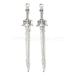 Tibetan Style Alloy Big Pendants, Cadmium Free & Lead Free, Sword Charm, Antique Silver, 69x11x3mm, Hole: 1.5mm, about 171pcs/500g(FIND-G078-32C-AS)