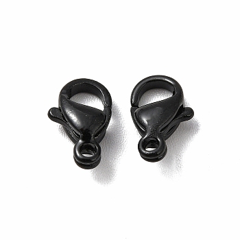 Spray Painted 304 Stainless Steel Lobster Claw Clasps, Black, 9.5x6x3mm, Hole: 1.2mm