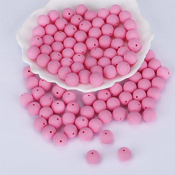 Round Silicone Focal Beads, Chewing Beads For Teethers, DIY Nursing Necklaces Making, Pearl Pink, 15mm, Hole: 2mm