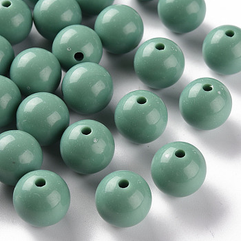 Opaque Acrylic Beads, Round, Cadet Blue, 16x15mm, Hole: 2.8mm, about 220pcs/500g