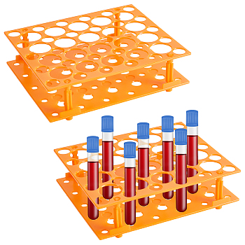 Plastic Test Tube Rack, Rectangle, Dark Orange, 208x172x60mm