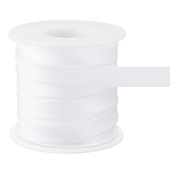 12.5M Polyester Ribbon, for Garment Accessories, White, 3/8 inch(11mm), about 13.67 Yards(12.5m)/Set