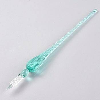 Handmade Glass Dip Pen, Calligraphy Signature Pen, Business Present, Aquamarine, 190x17mm