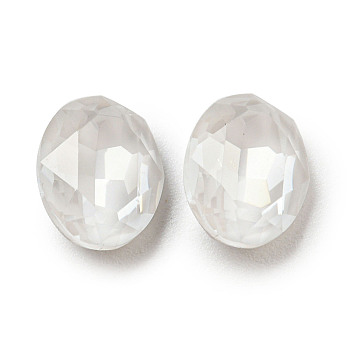 Glass Rhinestone Cabochons, Point Back & Back Plated, Faceted, Oval, Crystal, 10x8x5mm