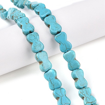 Synthetic Turquoise Beads Strands, Dyed, Bone Shape, Medium Turquoise, 16x10x5.5mm, Hole: 1.2mm, about 25pcs/strand, 15.63''(39.7cm)