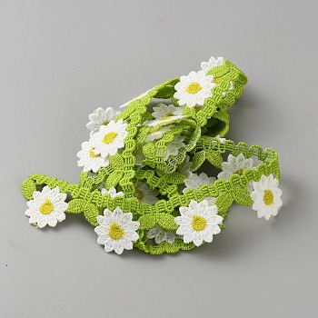Polyester Ribbon, Flower, Yellow Green, 1-1/8 inch(28mm)