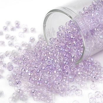 TOHO Round Seed Beads, Japanese Seed Beads, (477) Dyed AB Lavender Mist, 8/0, 3mm, Hole: 1mm, about 222pcs/10g