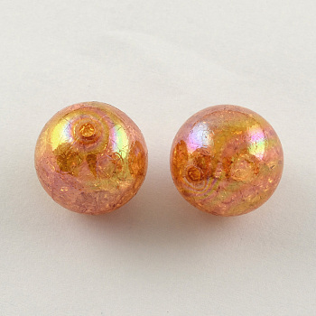 AB Color Transparent Crackle Round Acrylic Beads, Sandy Brown, 20mm, Hole: 2.5mm, about 108pcs/500g