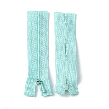 Nylon Garment Accessories, Zip-fastener Component Sets, Nylon Zipper & Alloy Zipper Puller, Light Sky Blue, 90~96x27x1mm