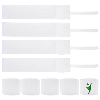 10Pcs Polyester Blank Elastic Captain's Armbands, with Hook and Loop Fastener, for Soccer, Team Sports, White, 276mm