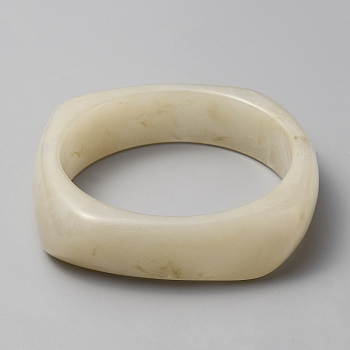 Imitation Marble Acrylic Bangle for Women, Cornsilk, Inner Diameter: 2-5/8 inch(6.8cm)