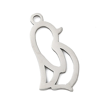 201 Stainless Steel Pendants, Cat Charms, Stainless Steel Color, 16x8.5x1mm, Hole: 1.4mm