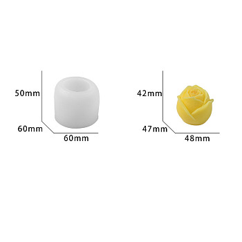 DIY Candle Silicone Molds, for Candle Making, Flower/Rose, White, 60x50mm