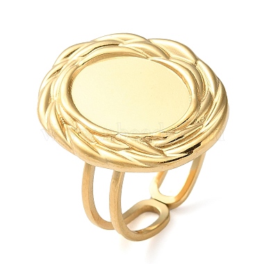 Real 18K Gold Plated Oval 304 Stainless Steel Ring Components