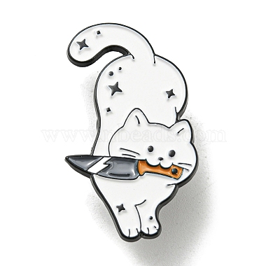 White Cat Shape Alloy+Enamel Enamel Pins