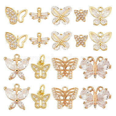 Golden Clear Butterfly Brass+Cubic Zirconia Pendants