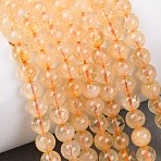 Natural Citrine Beads Strands, Round, Dyed & Heated, 6mm, Hole: 0.8mm, about 62pcs/strand, 15 inch(40cm)(G-E483-12-6mm)