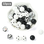 33Pcs 5 Styles Silicone Focal Beads, for Jewelry Crafts Necklace Garland Bracelet, Mixed Shapes, White, 15x15~30x9.5mm, Hole: 2~2.8mm(SIL-YW0002-58)