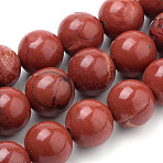 Natural Red Jasper Beads Strands, Round, 6mm, Hole: 1mm, about 58~60pcs/strand, 14.96''(38cm)(G-S259-29-6mm)