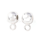Brass Tube Bails, Rack Plating, Long-Lasting Plated, Cadmium Free & Lead Free, with Silicone, 925 Sterling Silver Plated, 6x4x3.5mm, Hole: 1mm and 0.8mm(KK-C157-22S)