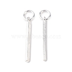 925 Sterling Silver Pendants, Rectangle Stick Charms, with 925 Stamp, Silver, 21.5x1.5x1.5mm, Hole: 3.7mm(STER-K187-02S)