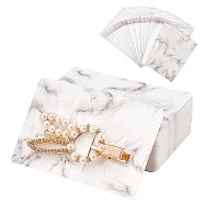 Marble Pattern Jewelry Display Paper Cards, for Earring, Hairpin, with OPP Cellophane Bags, for Clips Packing Display, Rectangle, White, 10x0.7x0.05cm(CDIS-PH0001-24)