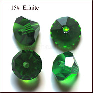 Imitation Austrian Crystal Beads, Grade AAA, Faceted, Diamond, Green, 9.5~10x7~8mm, Hole: 0.9~1mm(SWAR-F075-10mm-15)