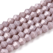 Opaque Solid Color Imitation Jade Glass Beads Strands, Faceted, Bicone, Thistle, 2.9~3.3x3mm, Hole: 0.7mm,  about 113~115pcs/strand, 14.04~14.235 inch(36~36.5cm)(EGLA-A039-P2mm-D13)