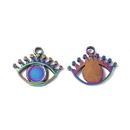 Ion Plating(IP) 304 Stainless Steel Pendant Cabochon Settings, Eye, Rainbow Color, 16x20x2mm, Hole: 2mm, Tray: 6mm(STAS-I694-38MC)