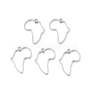 Africa Map 201 Stainless Steel Connector Charms, Laser Cut, Stainless Steel Color, 26x20x1.5mm, Hole: 0.8mm and 1.8mm(STAS-T063-168P)