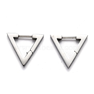 304 Stainless Steel Triangle Huggie Hoop Earrings, Stainless Steel Color, 16x18x3mm, Pin: 1mm(STAS-H156-02B-P)