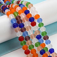 Transparent Glass Beads Strands, Faceted, Frosted, Rondelle, Mixed Color, 6x4.5mm, Hole: 1.4mm, about 86pcs/strand, 16.14 inch(41cm)(EGLA-A034-M6mm-63)