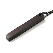 201 Stainless Steel Pendant Necklaces, Rectangle, Black, 23.62 inch(60cm)(NJEW-M218-03EB)