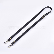 Adjustable Imitation Leather Bag Handles, with Alloy and Iron Findings, for Bag Straps Replacement Accessories, Antique Bronze, Black, 890~1090x14x3mm(FIND-T054-10A-AB)