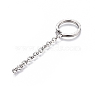 304 Stainless Steel Split Key Ring Clasps, For Keychain Making, with Extended Cable Chains, Stainless Steel Color, 74.5mm, Ring: 20x2.4mm(STAS-L226-009A)