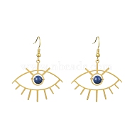 Dyed Natural Lapis Lazuli Beads Dangle Earrings, Golden Alloy Eye Drop Earrings, 49x39.5mm(EJEW-TA00386)