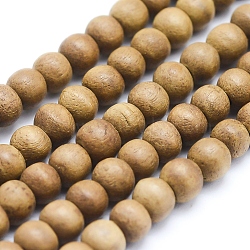 Natural Camphor Wood Beads Strands, Round, Dyed, 4~5mm, Hole: 1mm, about 98pcs/strand, 15.55 inch(39.5cm)(WOOD-P011-10-4mm)