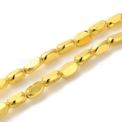 Electroplate Glass Beads Strands, Full Plated, Faceted Oval, Golden Plated, 6x4.5x3mm, Hole: 1mm, about 50pcs/strand, 13.39 inch(34cm)(EGLA-P053-01A-FP02)