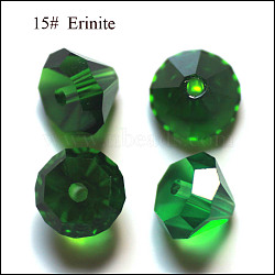 K9 Glass, Imitation Austrian Crystal Beads, Grade AAA, Faceted, Diamond, Green, 9.5~10x7~8mm, Hole: 0.9~1mm(SWAR-F075-10mm-15)