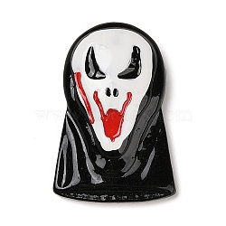 Ghost Mask Halloween Opaque Resin Decoden Cabochons, Halloween Jewelry Craft, Black, 35.5x24x9mm(RESI-R446-02C)