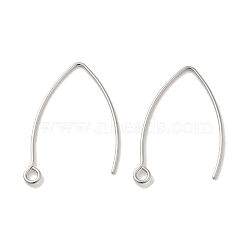 Non-Tarnish 316 Surgical Stainless Steel Earring Hooks, Marquise Ear Wire, Stainless Steel Color, 20 Gauge, 30x20x0.8mm, Hole: 2mm(STAS-P336-07B-P)